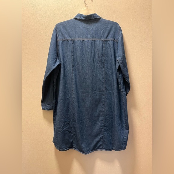 Love by Chelsey Relaxed Casual Button Down Long Sleeve Shirt/Dress, Sz 1X, Blue - Picture 2 of 5